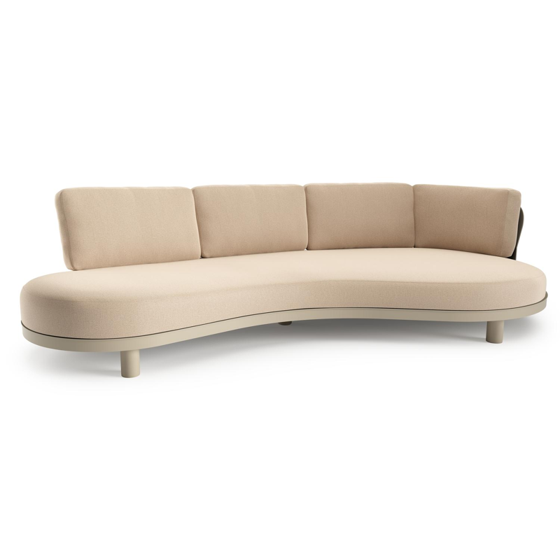 Donato loungebank in beige aluminium met natte heather beige all weather sunbrella® luxe kussen
