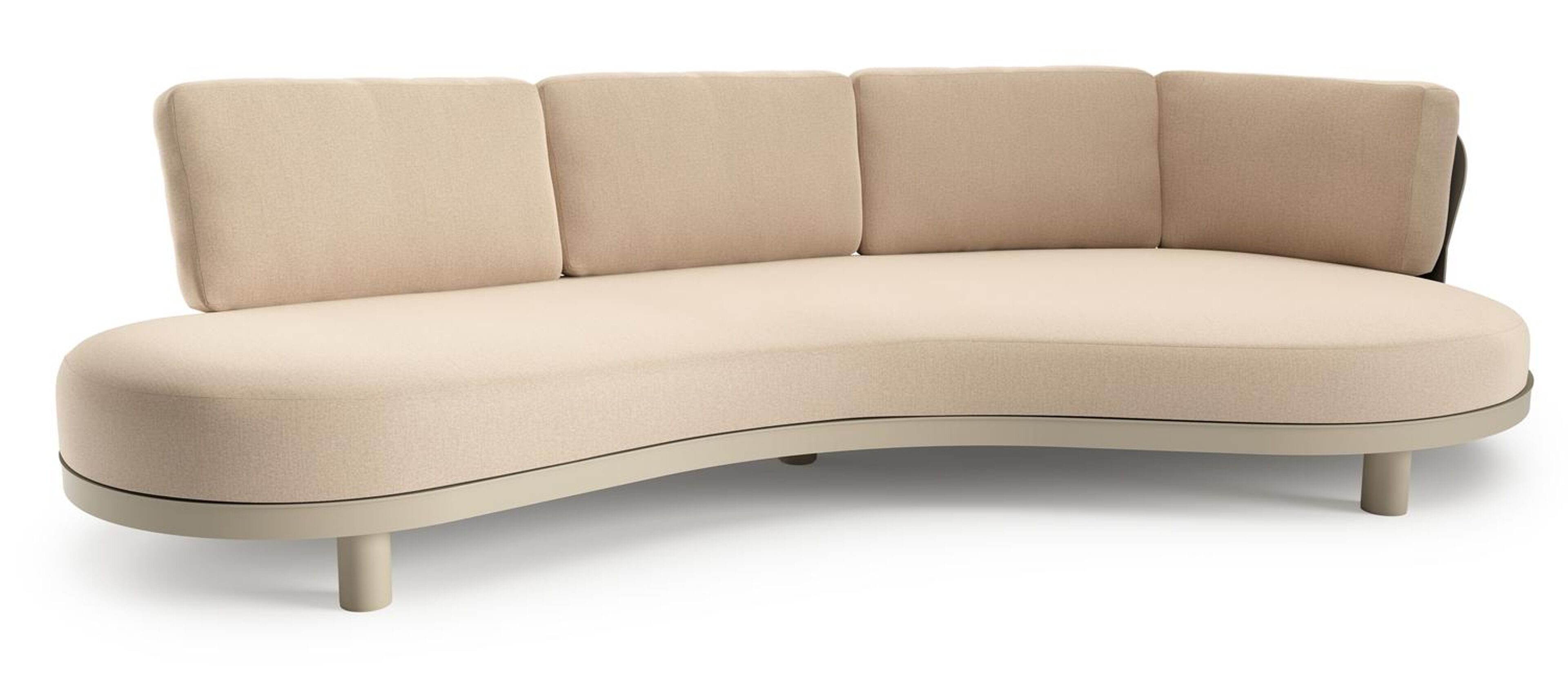 Donato loungebank in beige aluminium met natte heather beige all weather sunbrella® luxe kussen