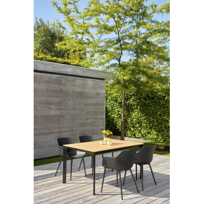 Fina tuintafel in zwart aluminium en polywood - L 145 x B 90 x H 74 cm