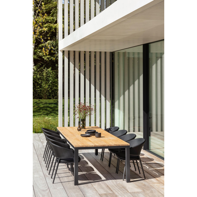 Lacrima tuinstoel in zwart aluminium en zwart comfort textilene