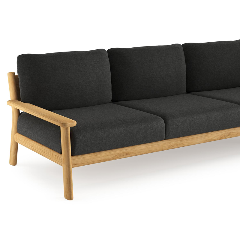 Amaro loungeset in teak met chartres sooty all weather sunbrella® luxe kussen