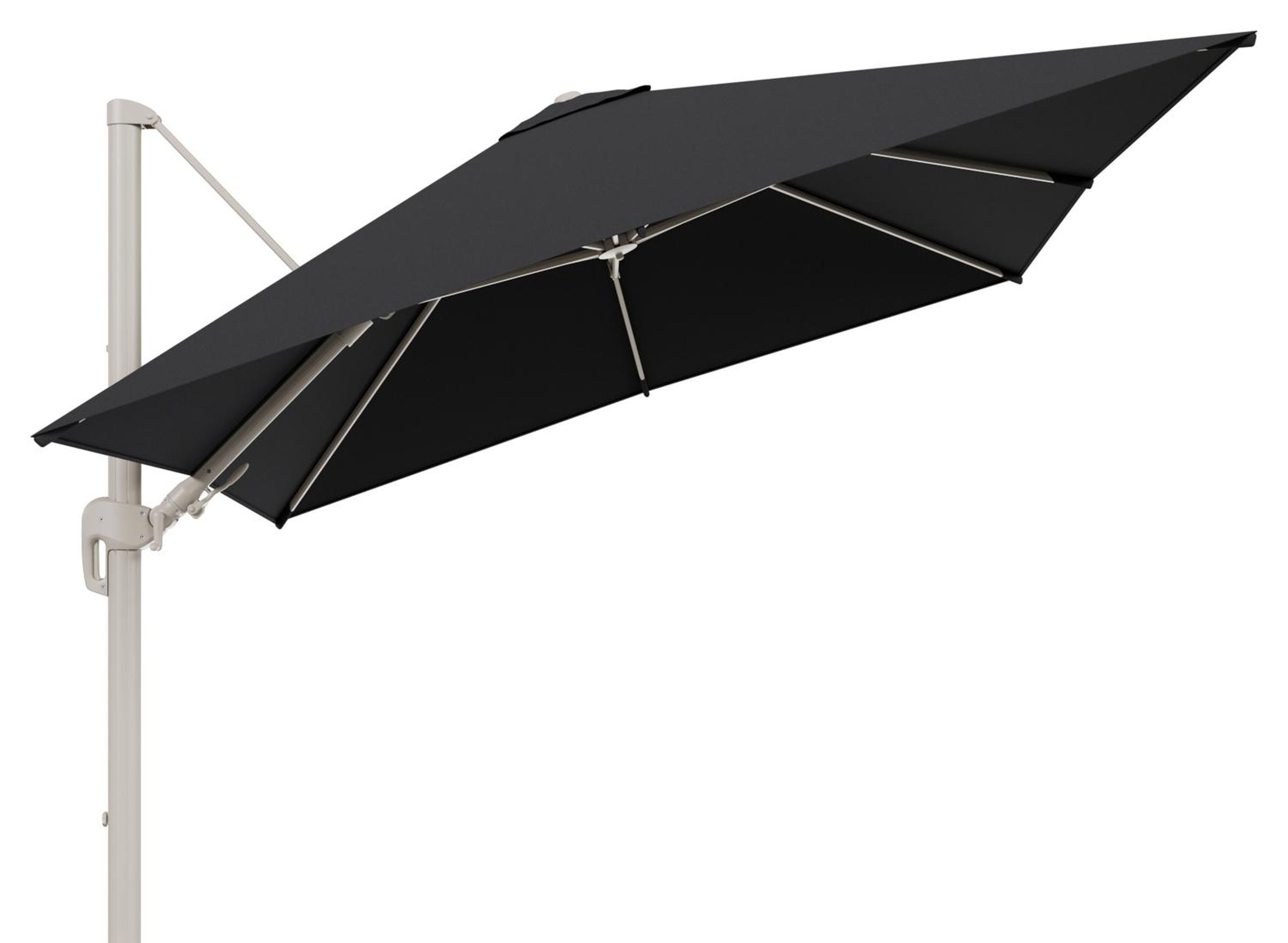 Rufina zweefparasol tiltfunctie in beige aluminium en parasoldoek in All Weather Sunbrella® Luxe Natte Sooty  - L1 300 x L2 300 cm (zonder voet) (zonder voet)