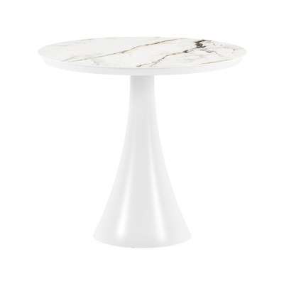 Fano tuintafel in wit aluminium en volkeramiek calacatta luxe - Dia. 85 x H 75 cm