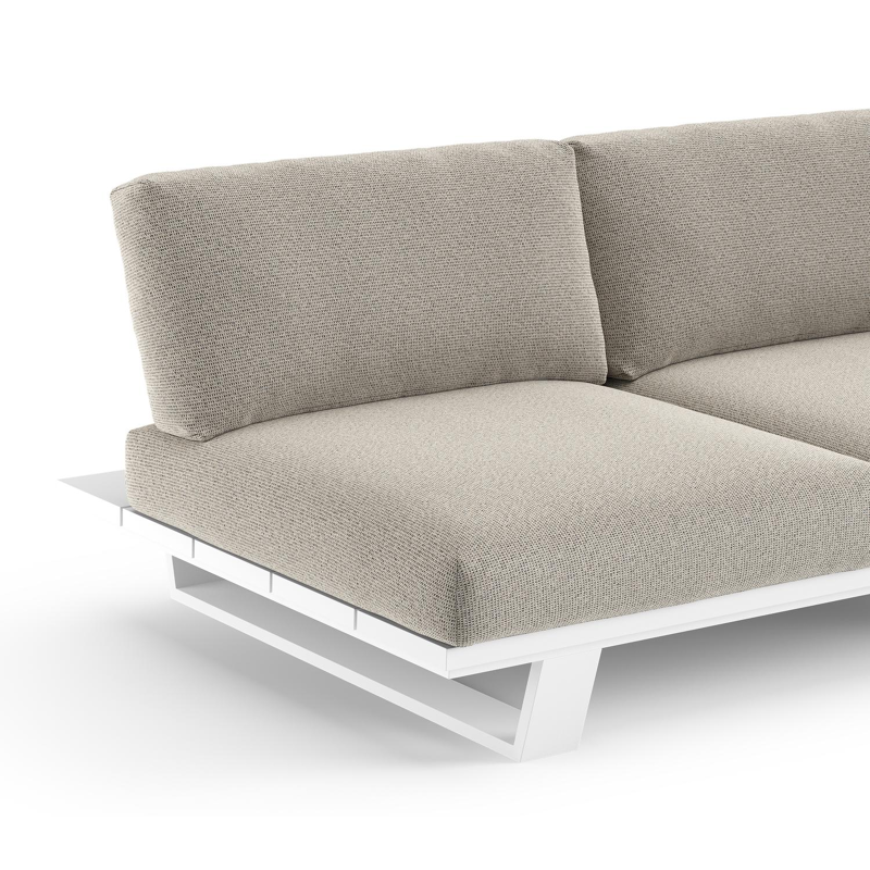 Pagino loungebank in wit aluminium met firenze sand all weather solica kussen