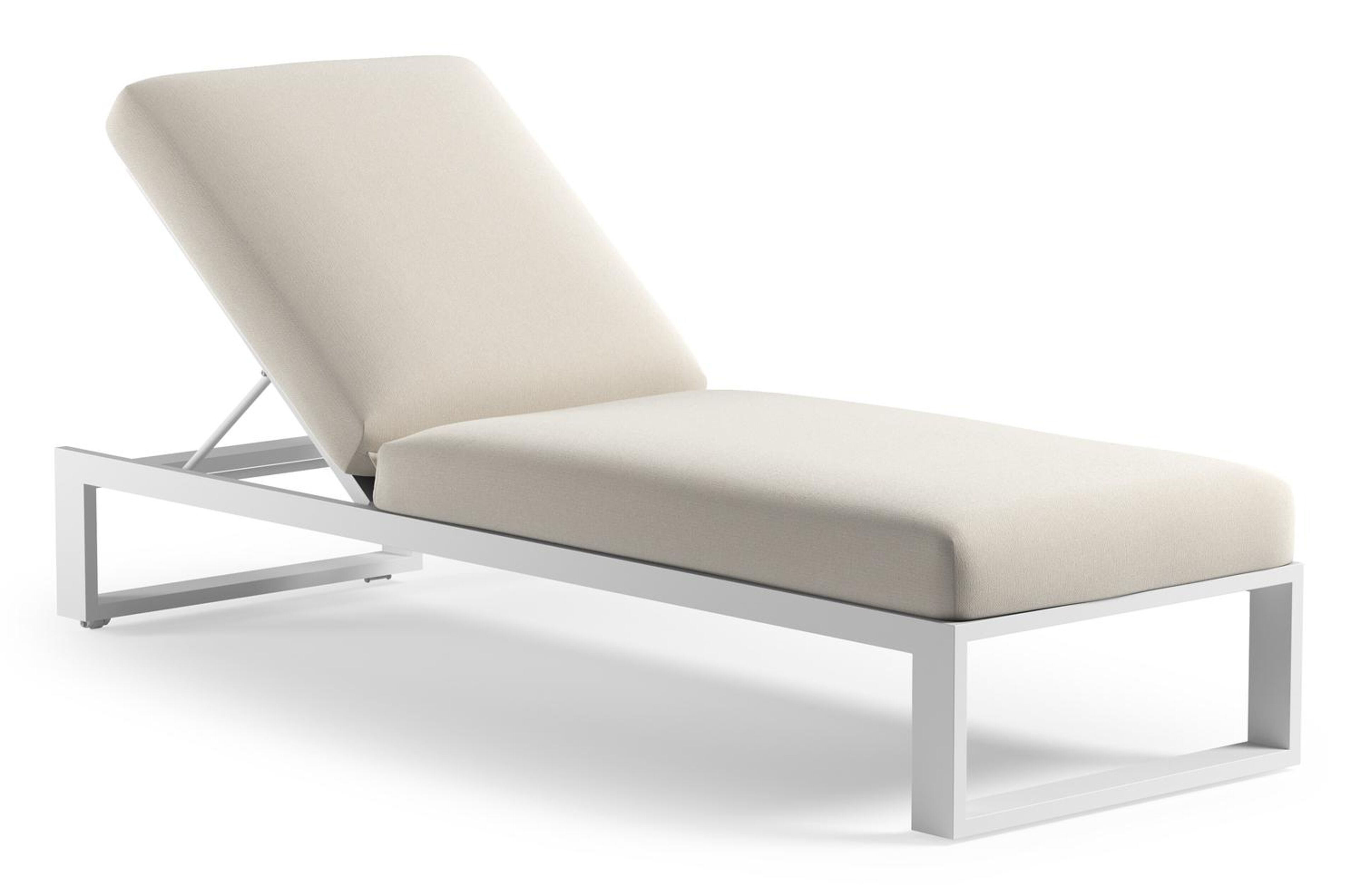 Verato verstelbaar ligbed in wit aluminium met savane white all weather Sunbrella® luxe kussen