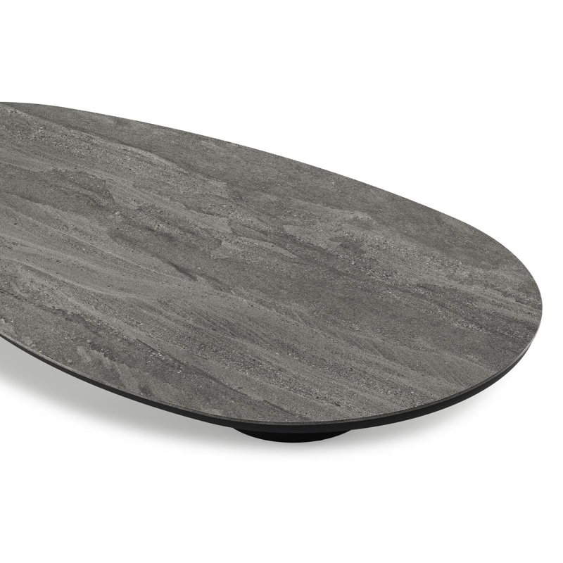 Amico loungetafel organisch in zwart aluminium en volkeramiek Aspen Grey - L 170 x B 91 x H 25 cm