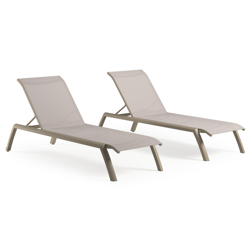 Set van 2 verstelbare Bari ligbedden in beige aluminium