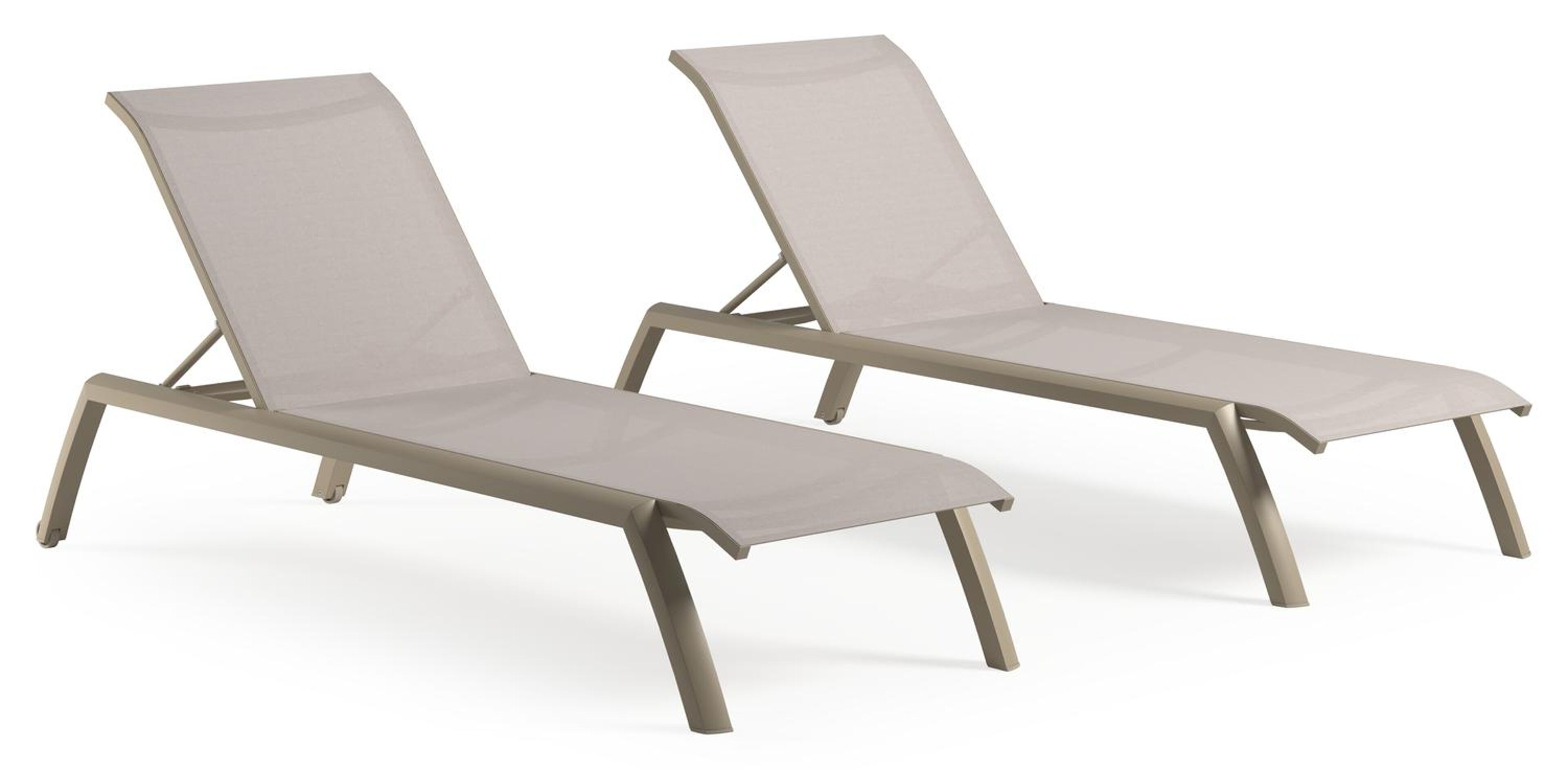 Set van 2 verstelbare Bari ligbedden in beige aluminium