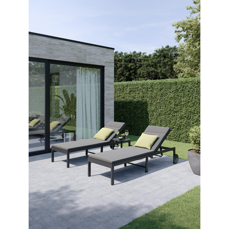 Alba verstelbaar ligbed in zwart aluminium met zwart textileen