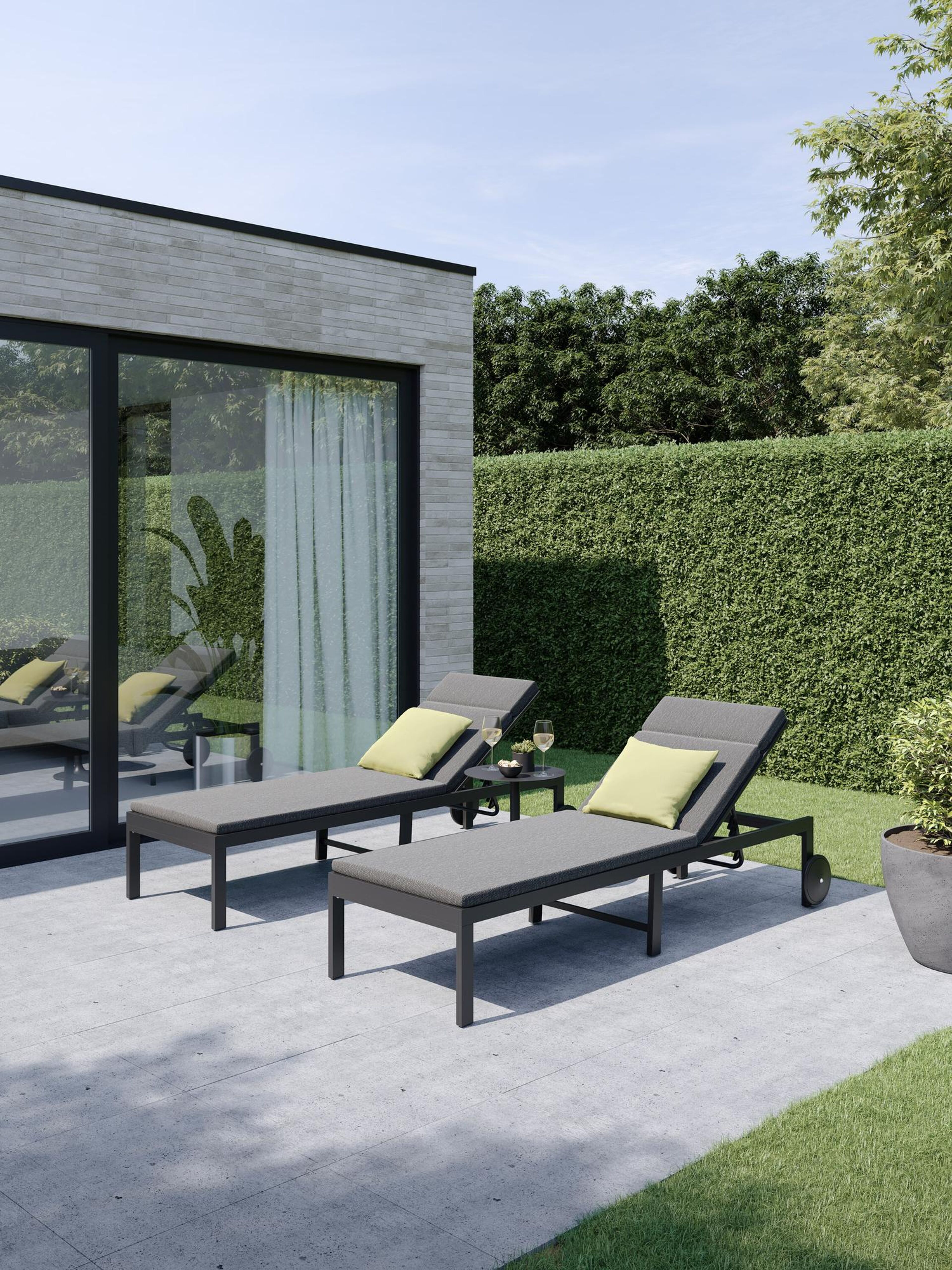 Alba verstelbaar ligbed in zwart aluminium met zwart textilene