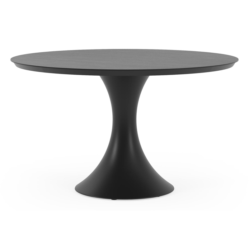 Fano tuintafel in zwart aluminium en volkeramiek basalt black - Dia. 130 x H 75 cm