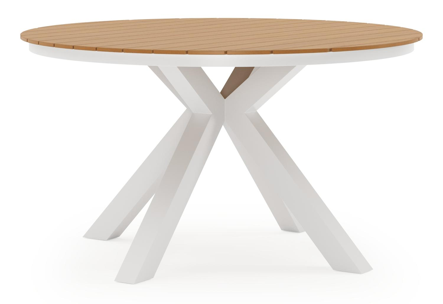 Tora tuintafel in wit aluminium en polywood - Dia. 140 x H 69 cm