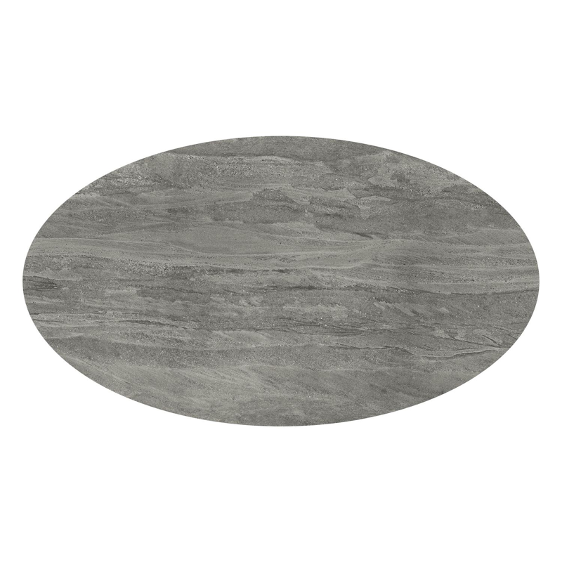 Fano tuintafel ovaal in beige aluminium en volkeramiek Aspen Grey - L 240 x B 135 x H 75 cm