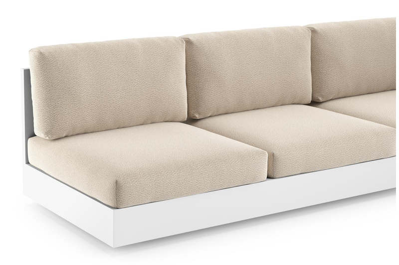 Salon de jardin Como en aluminium blanc et coussins en all weather sunbrella® luxe lopi sand