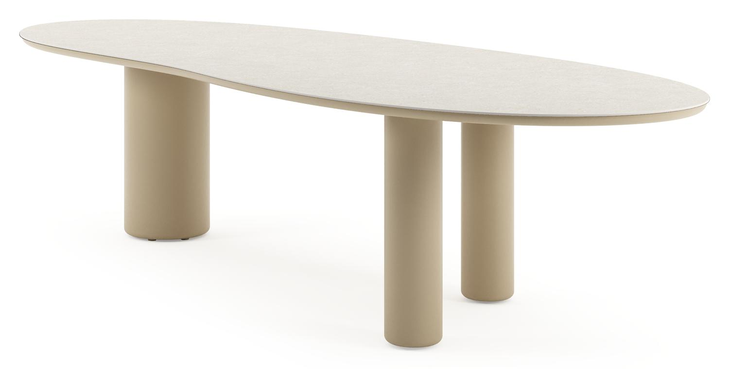 Amico tuintafel organisch in beige aluminium en volkeramiek Shilin - L 320 x B 120 x H 73.5 cm
