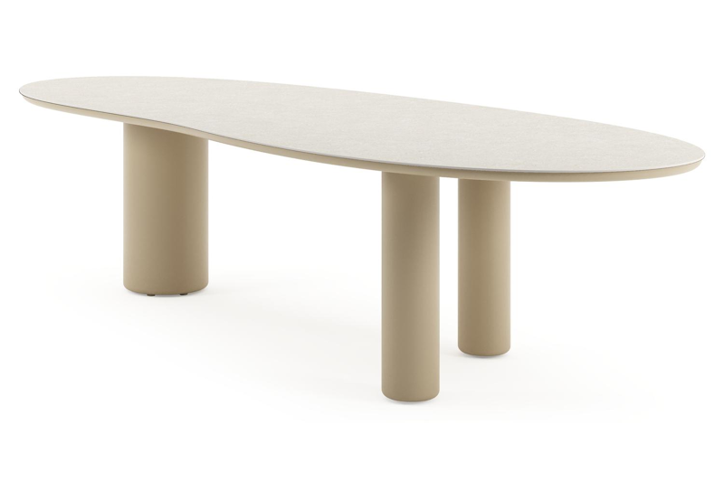 Amico tuintafel organisch in beige aluminium en volkeramiek Shilin - L 320 x B 120 x H 73.5 cm