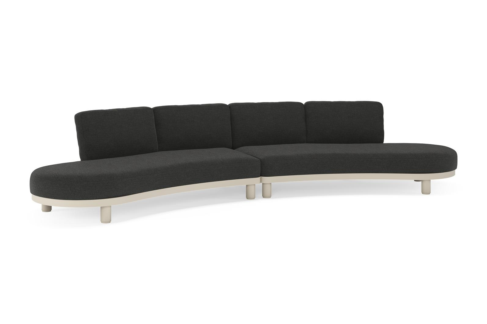 Canapé de jardin Donato en aluminium beige et coussins en all weather sunbrella® luxe Chartres Sooty