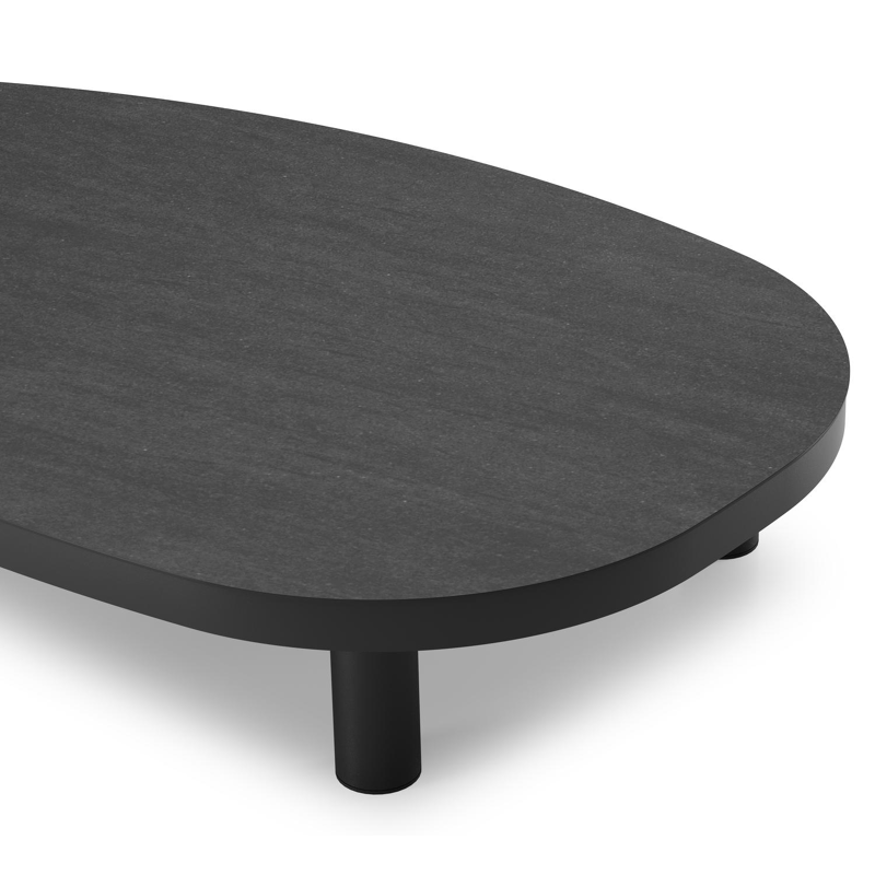 Donato loungetafel organisch in zwart aluminium en volkeramiek Basalt Black - L 151 x B 90 x H 25 cm
