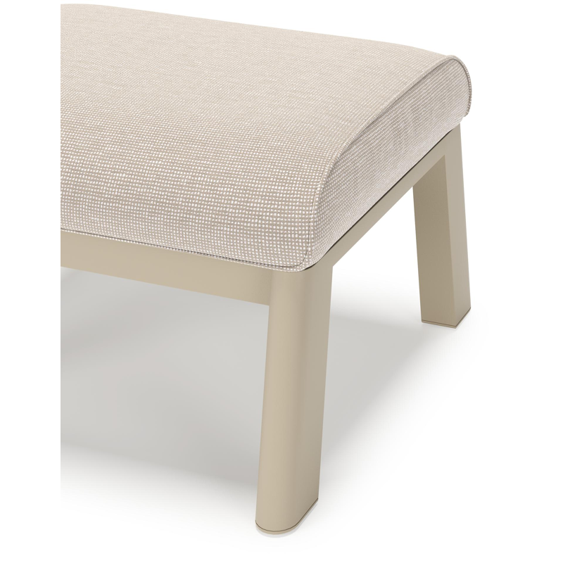 Cirello poef in beige aluminium met slow farafra all weather sunbrella® luxe kussen