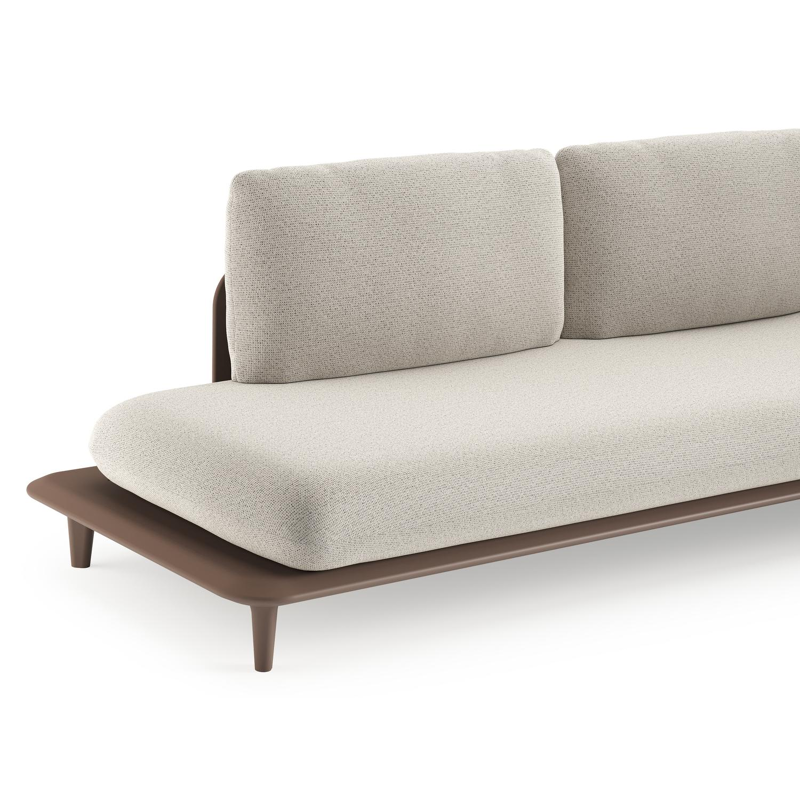 Salon de jardin d'angle Bomero en aluminium taupe et coussins en all weather solica firenze natural