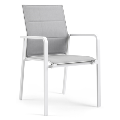 Como stapelbare tuinstoel in wit aluminium en grijs comfort textilene