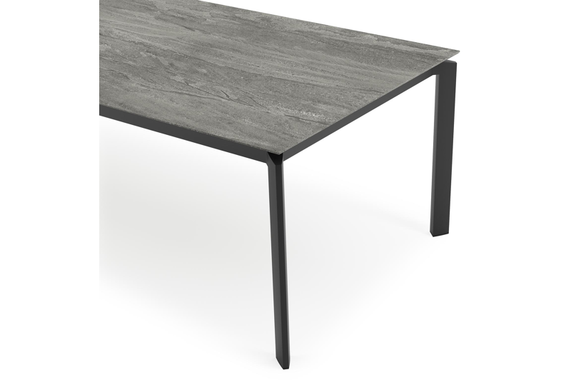 Cirello tuintafel in zwart aluminium en volkeramiek aspen grey - L 280 x B 110 x H 75 cm