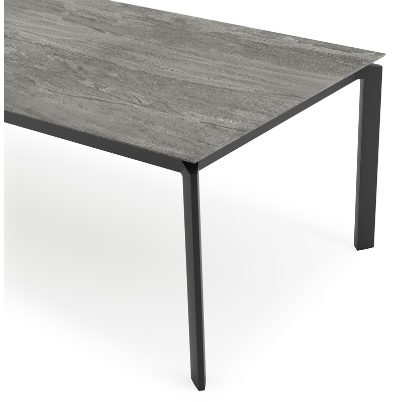 Cirello tuintafel in zwart aluminium en volkeramiek aspen grey - L 280 x B 110 x H 75 cm