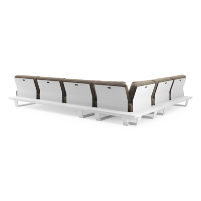 Pagino loungehoek in wit aluminium met natte heather grey all weather sunbrella® luxe kussen