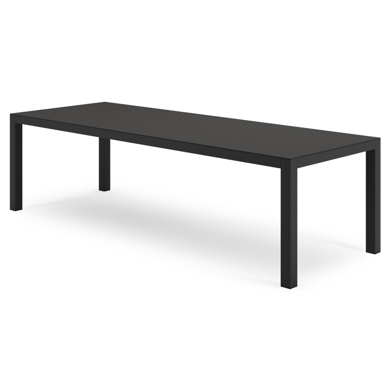 Varese rechthoekige tuinset in zwart aluminium en sintered stone notte minerale met 8 Matera tuinstoelen