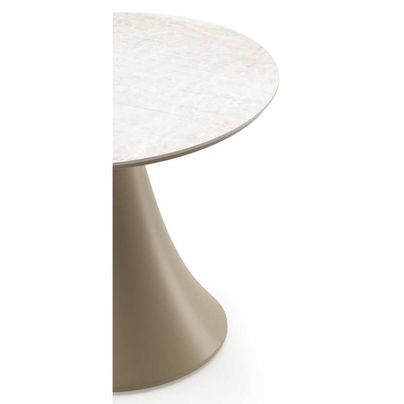 Fano low dining loungetafel rond in beige aluminium en volkeramiek Taj Mahal - Dia. 65 x H 55 cm