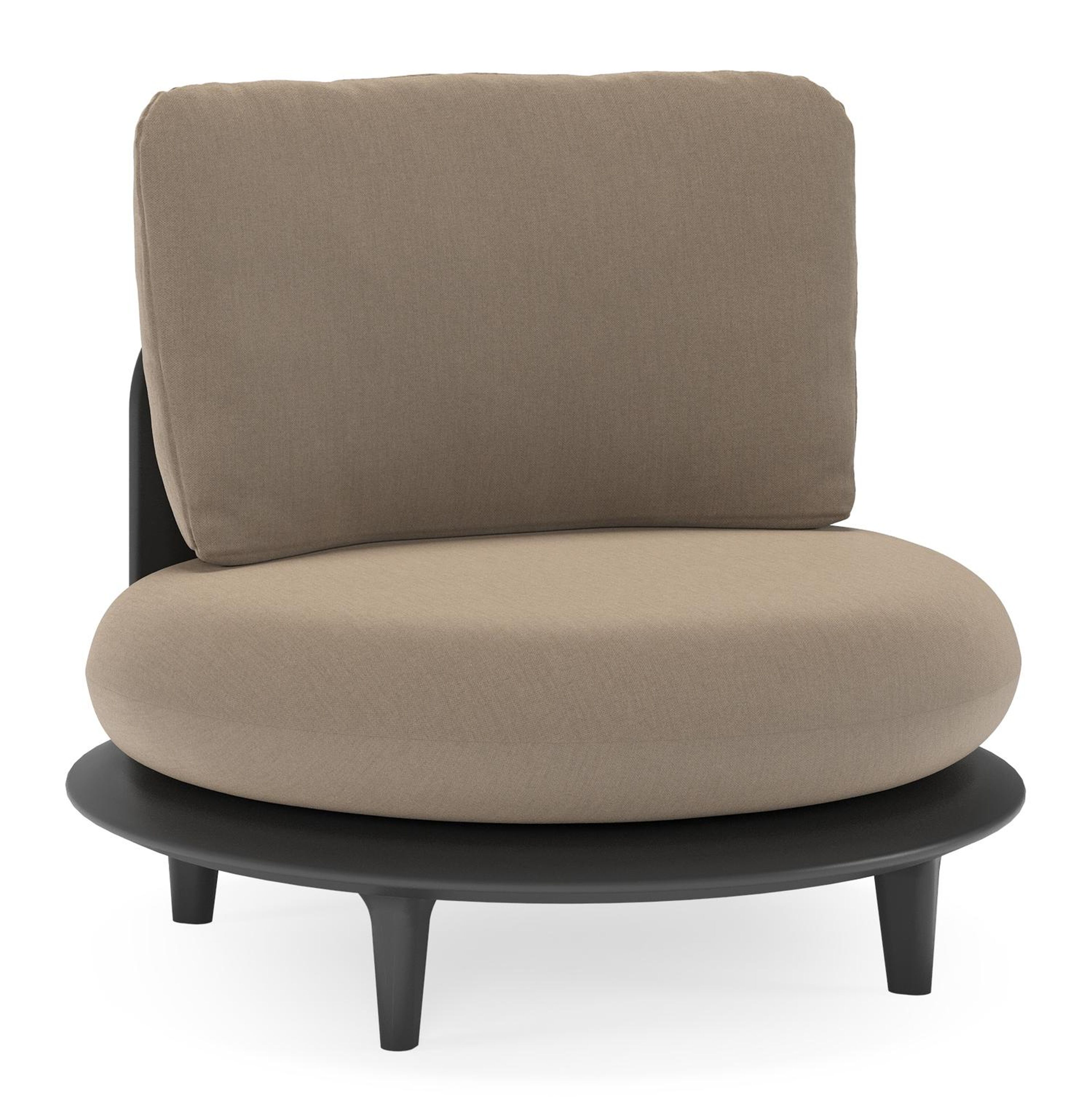 Fauteuil de jardin Bomero en aluminium noir et coussins en all weather sunbrella® luxe natte heather grey