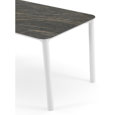 Orso tuintafel rechthoekig afgerond in wit aluminium en volkeramiek Black Obsession - L 140 x B 80 x H 74.5 cm