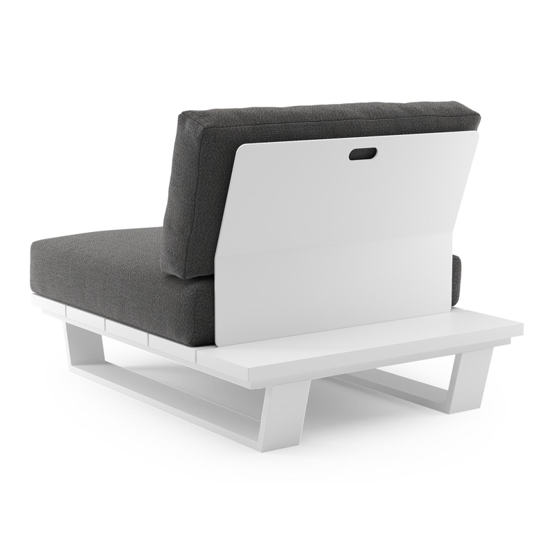 Pagino loungestoel in wit aluminium met savane tornado all weather sunbrella® luxe kussen