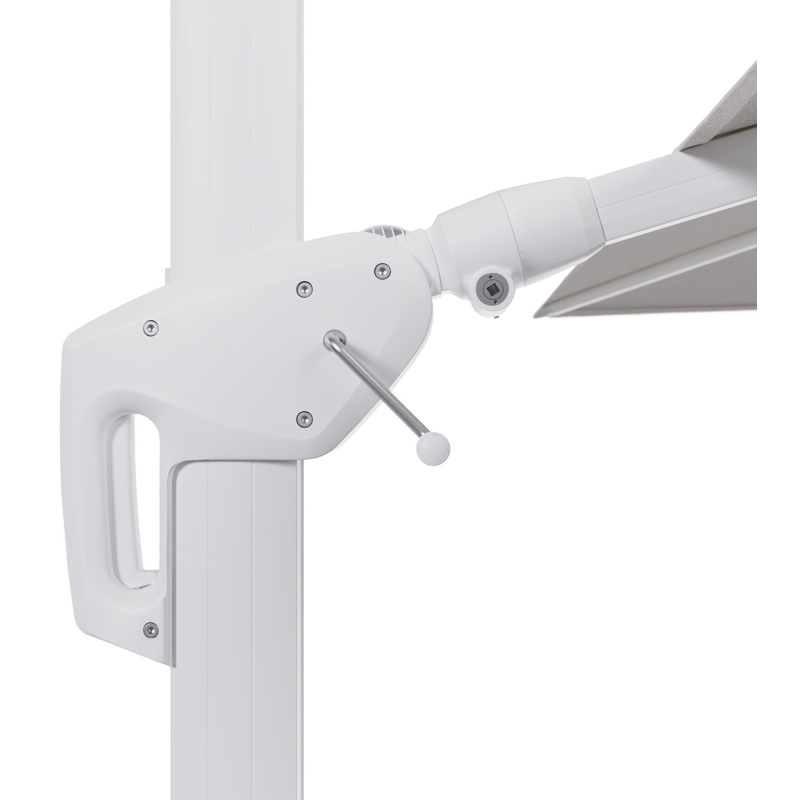 Parasol pendant Minore avec fonction tilt en aluminium blanc et toile de parasol en All Weather Solica Ego Eggshell  - Lg.1: 350 x Lg.2: 350 cm (sans pied de parasol