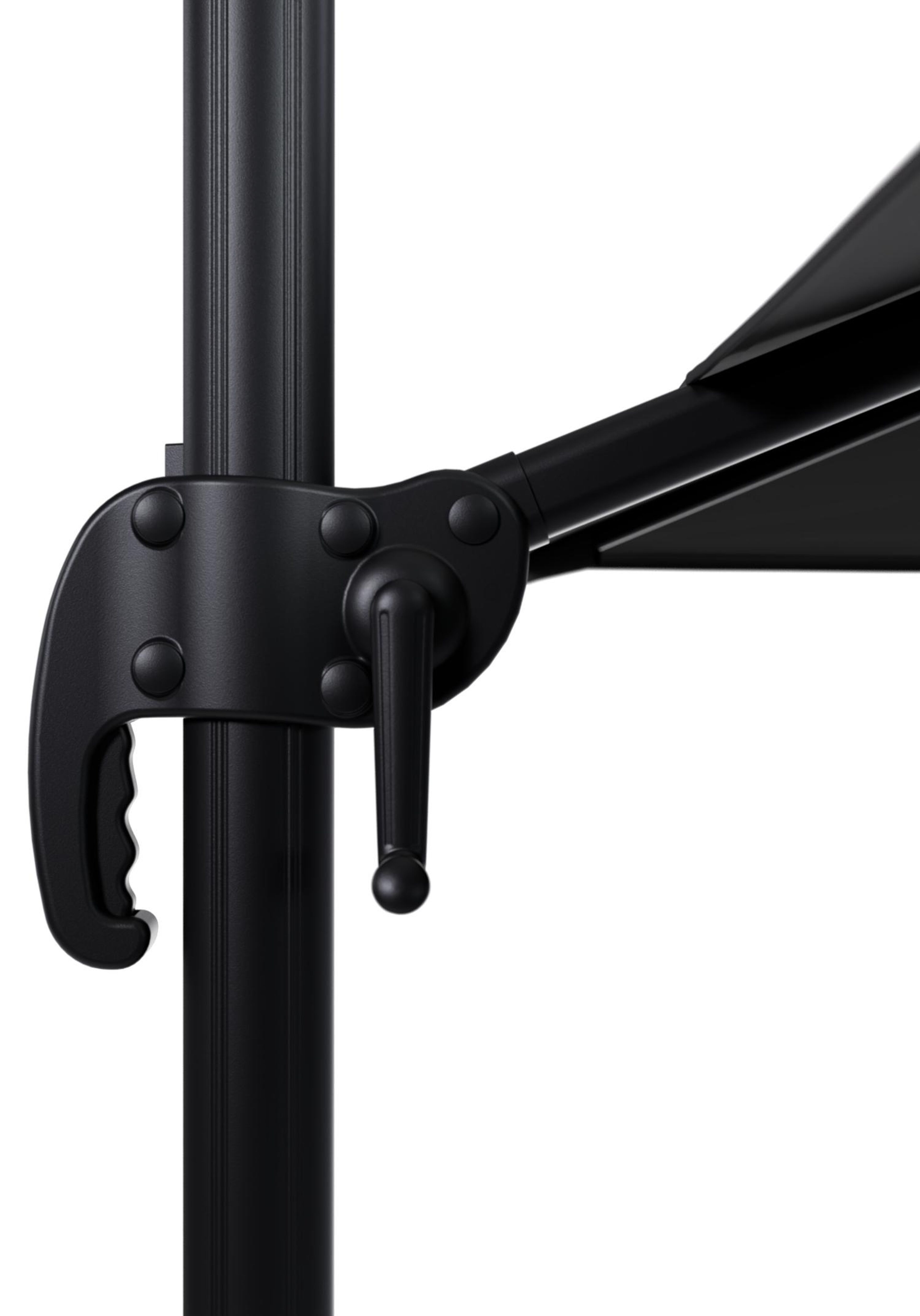 Calpe zweefparasol in zwart aluminium met zwart weather+ softtouch parasoldoek - L1 270 x L2 270 cm (zonder voet)