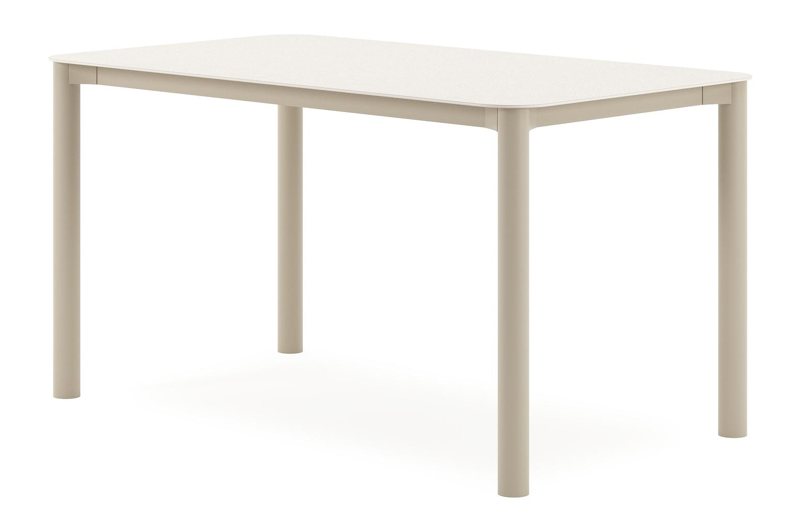 Orso tuintafel rechthoekig afgerond in beige aluminium en volkeramiek beige - L 140 x B 80 x H 75 cm