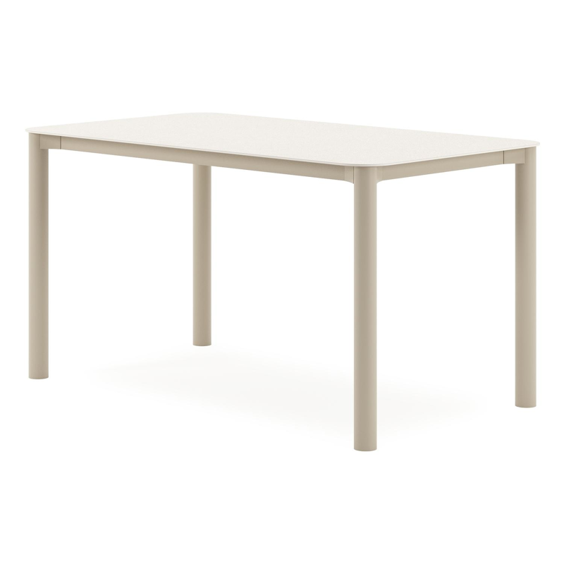 Orso tuintafel rechthoekig afgerond in beige aluminium en volkeramiek beige - L 140 x B 80 x H 75 cm