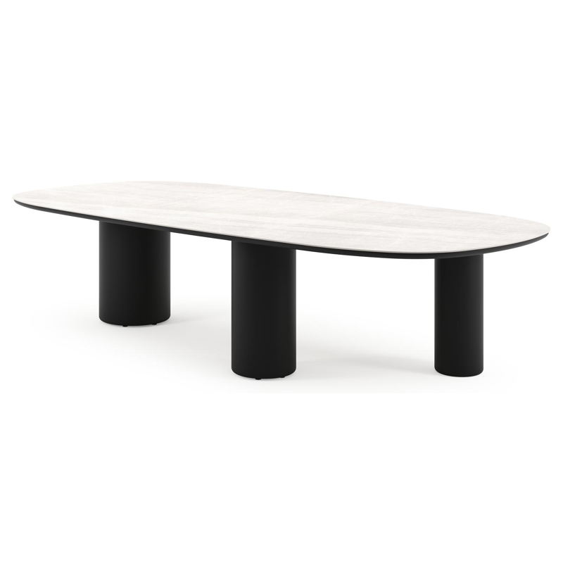 Table de jardin Amico bombo xl en aluminium noir et céramique pleine Taj Mahal - Lg. 320 x Lrg. 148 x Haut. 73.5 cm