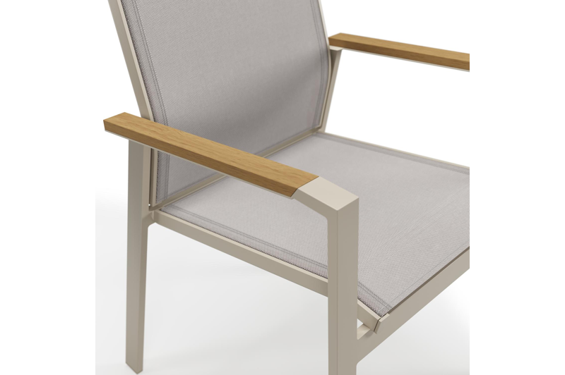 Bahia tuinset rechthoekig in beige aluminium en polywood met 6 Bahia tuinstoelen