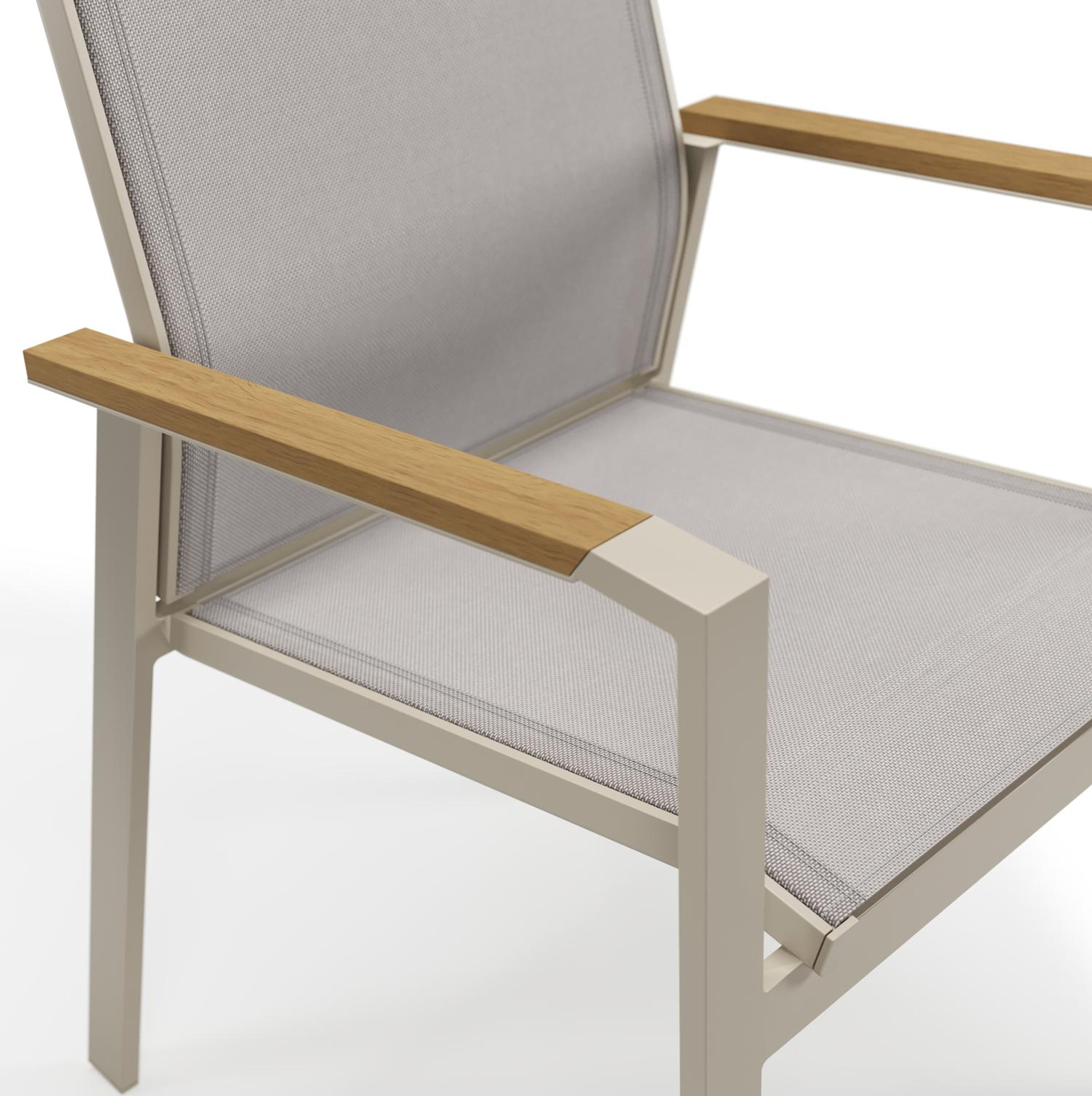 Bahia tuinset in beige aluminium en polywood met 8 stapelbare Bahia tuinstoelen