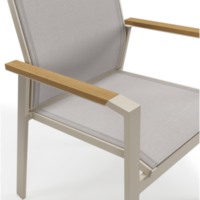 Bahia tuinset rechthoekig in beige aluminium en polywood met 6 Bahia tuinstoelen