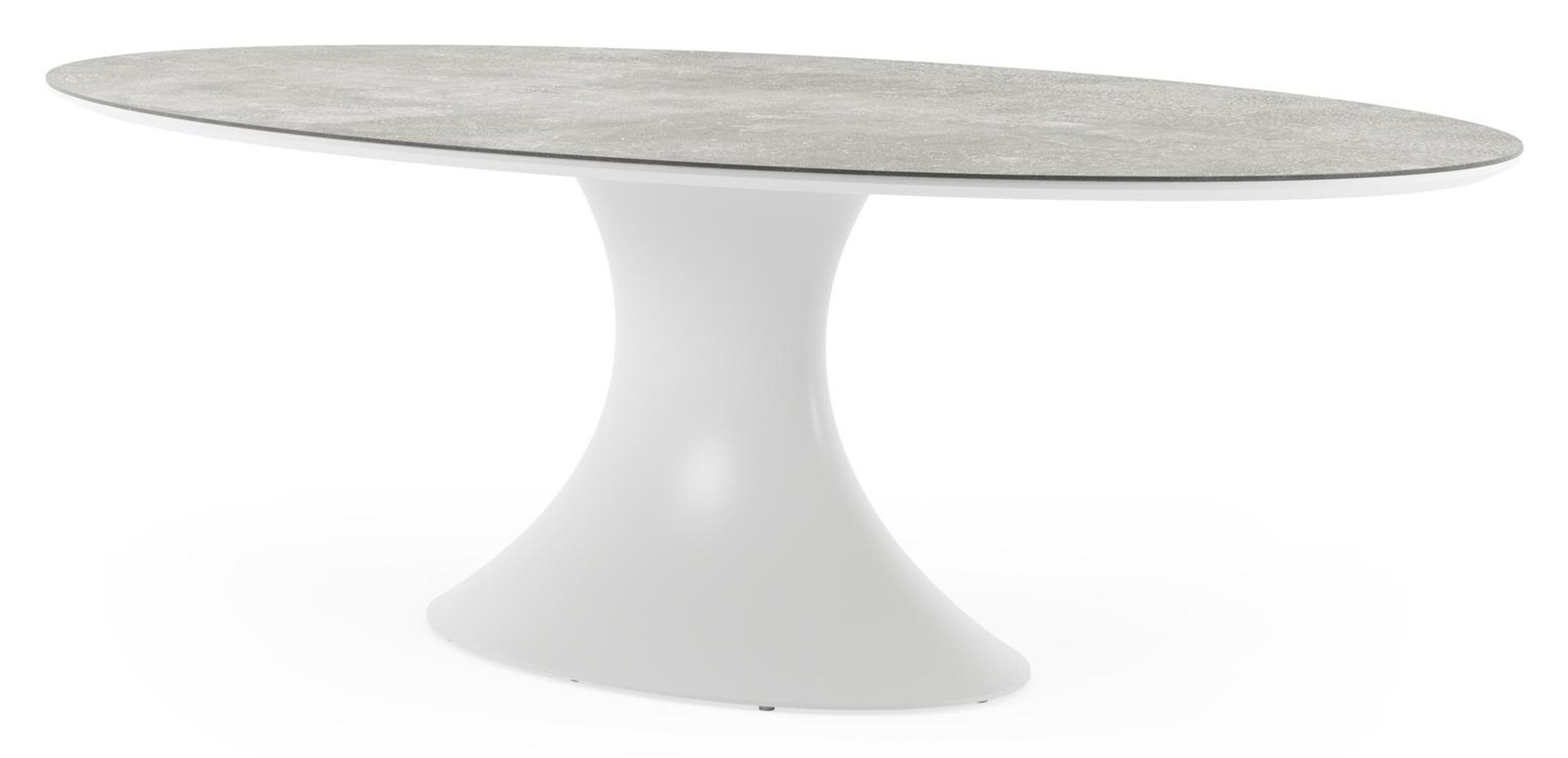 Table de jardin Fano ovale en aluminium blanc et céramique pleine new york - Lg. 240 x Lrg. 135 x Haut. 75 cm
