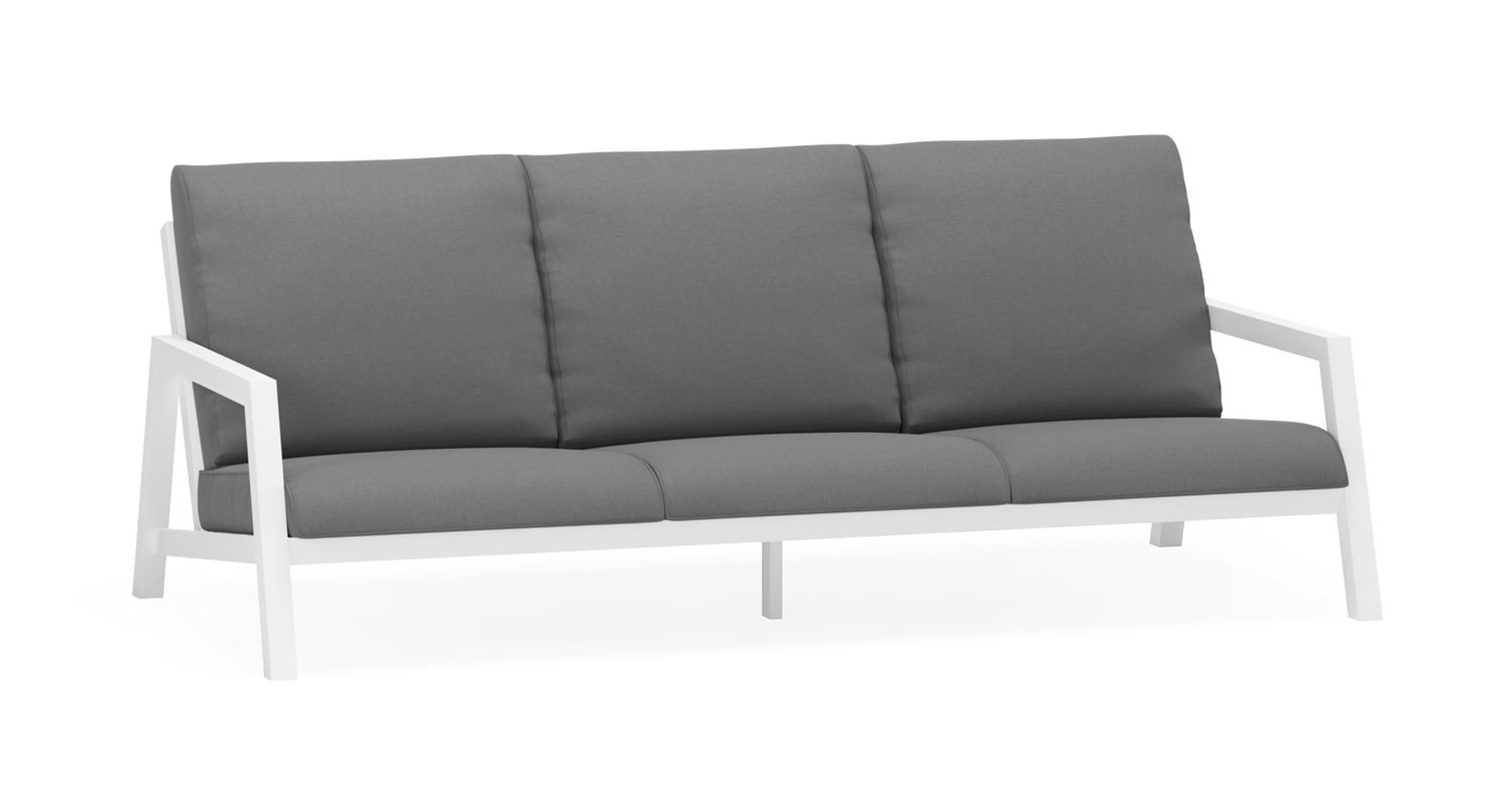 Zen'so loungebank 3-zit in wit aluminium met natte charcoal chine all weather sunbrella® luxe kussen