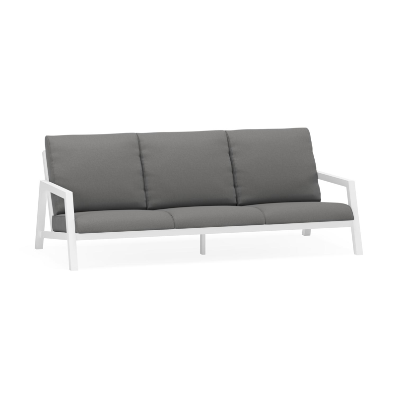 Zen'so loungebank 3-zit in wit aluminium met natte charcoal chine all weather sunbrella® luxe kussen