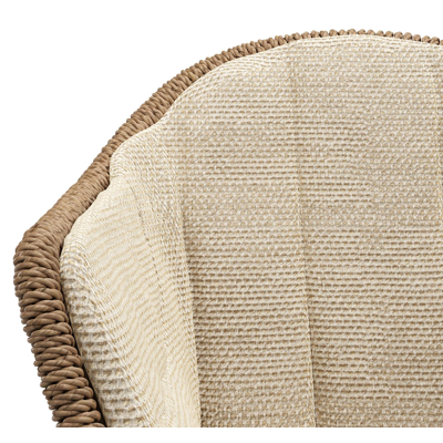 Pagino tuinstoel in teak en bruin ronde wicker met zitkussen in All Weather Cosytica Althea Camel