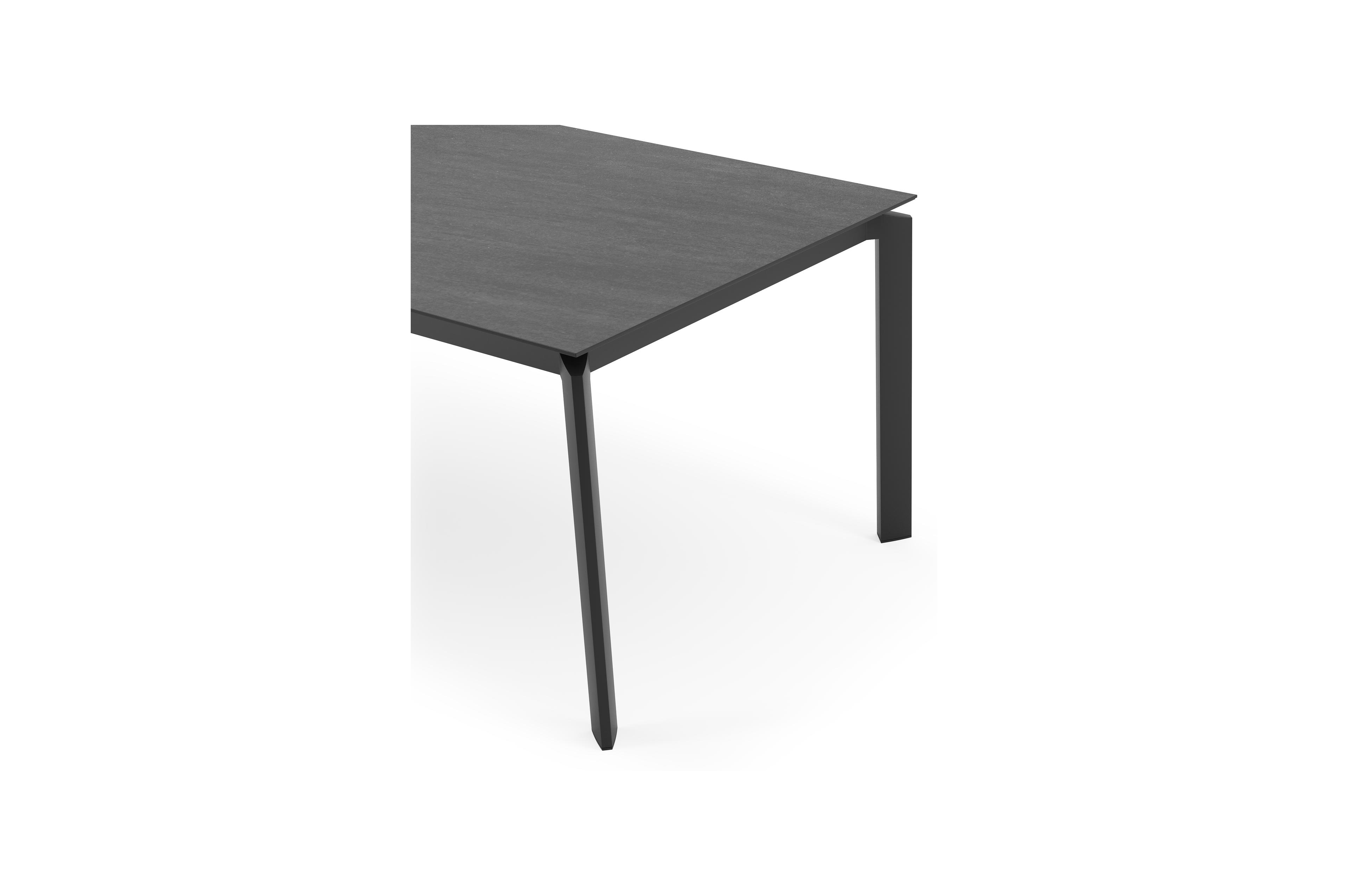 Cirello tuintafel in zwart aluminium en volkeramiek basalt black - L 200 x B 100 x H 75 cm
