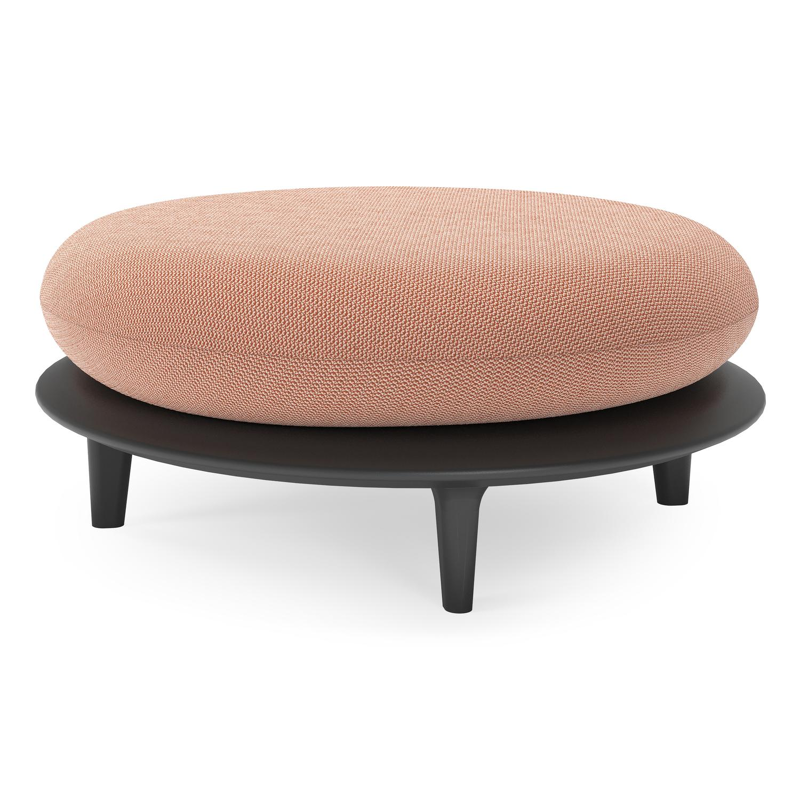 Bomero poef in zwart aluminium met lopi fawn all weather sunbrella® luxe kussen