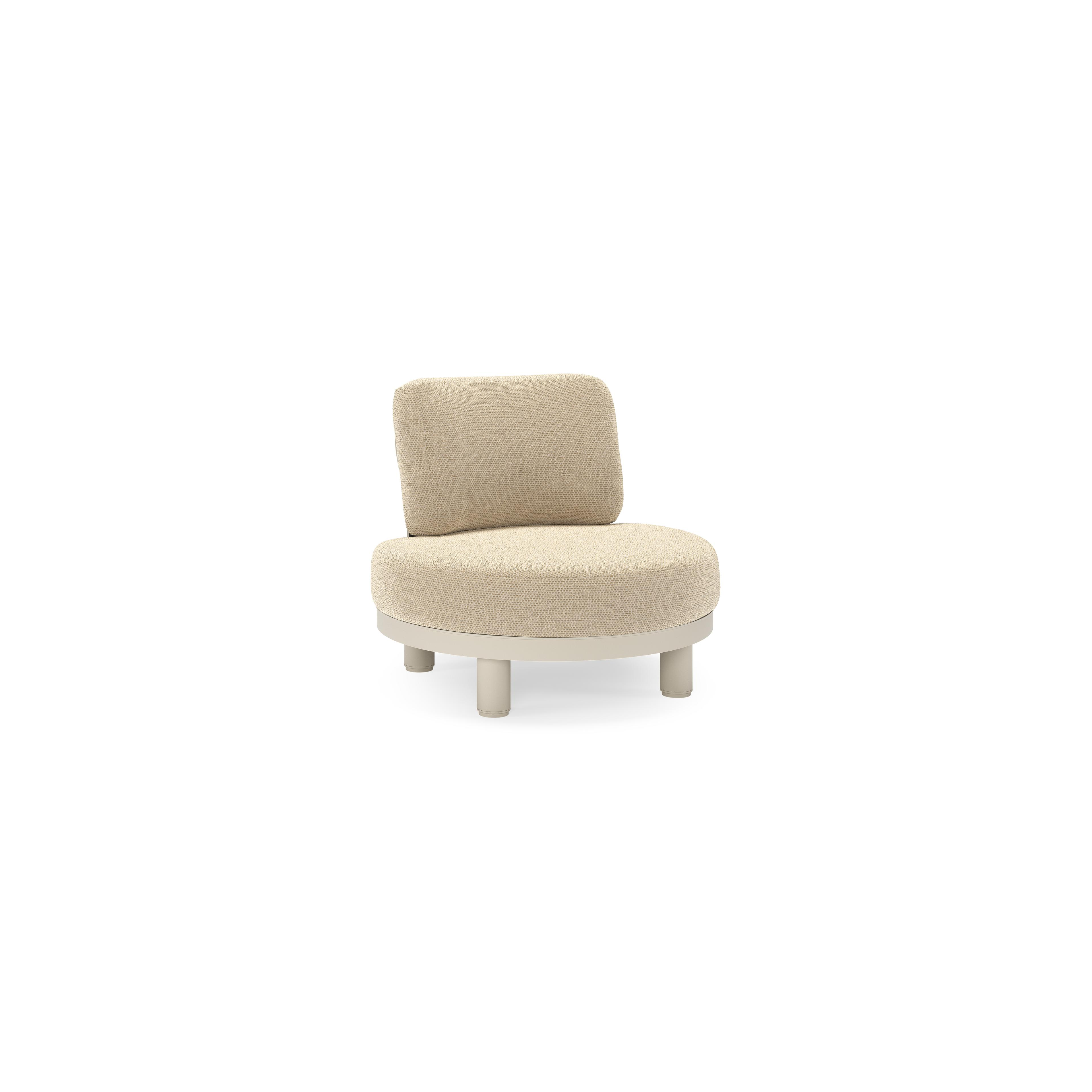 Fauteuil de jardin Donato en aluminium beige et coussins en all weather cosytica Althea Camel