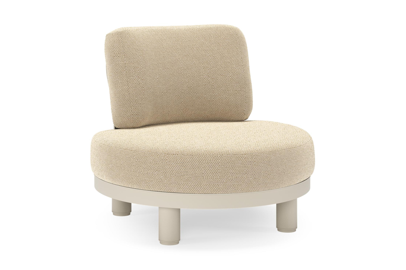 Fauteuil de jardin Donato en aluminium beige et coussins en all weather cosytica Althea Camel