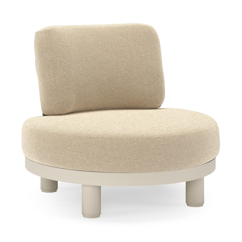 Donato loungestoel in beige aluminium met all weather cosytica Althea Camel kussen